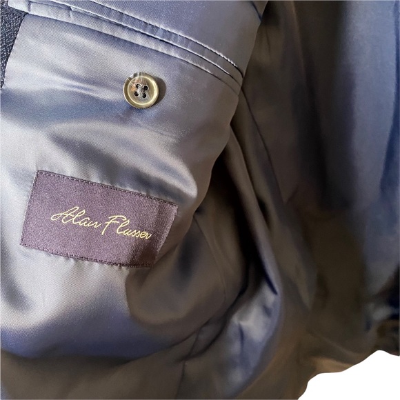 Alan Flusser Blue Textured Diamond Print Sportscoat Jacket Blazer Size 46L - Picture 5 of 9